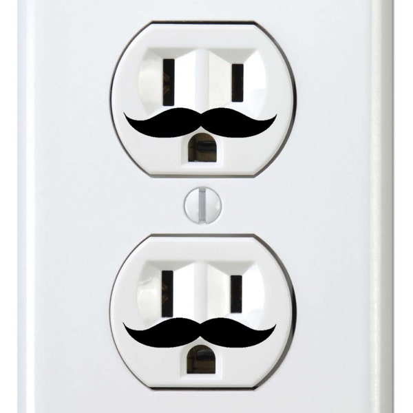 24 wall outlet Mustache Decals  wall art decor removable