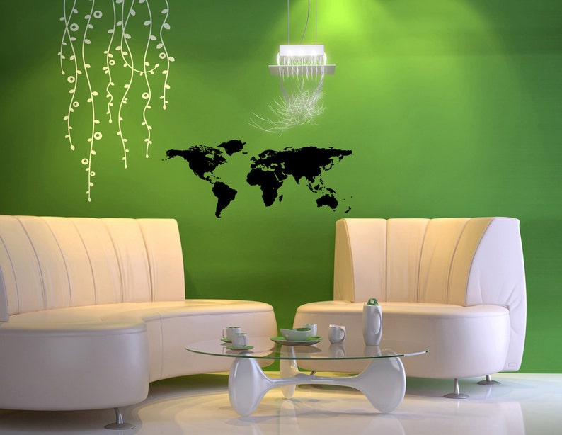 Global World Map wall decal vinyl decal wall art home decor world decal wall sticker wall decor bedroom decal image 2