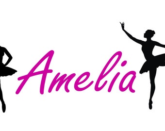 Ballerina Dance Personalized custom Name vinyl decal wall art decor removable dancer bedroom decal