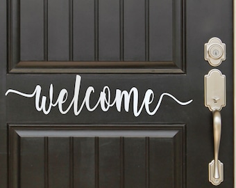 Welcome Front Door wall decal for  front door - wall art - home decor -removable - welcome decal - wall sticker - sticker -