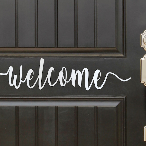 Welcome Front Door wall decal for  front door - wall art - home decor -removable - welcome decal - wall sticker - sticker -