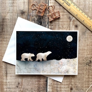 Ours dans la neige, Impression d’ours, Carte d’ours, Noël, Carte Enfants, Merci, Carte d’anniversaire, Carte de note, Carte d’anniversaire, Amant d’ours, Carte vierge
