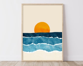 Ocean Waves Print, Beach Poster, Sunrise Ocean, Beach Sunrise Print, Ocean Wall Art, Sea Poster, Water Print, Aerial Beach, Beach Sunset