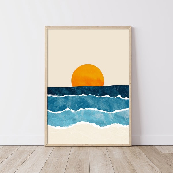 Ocean Waves Print, Beach Poster, Sunrise Ocean, Beach Sunrise Print, Ocean Wall Art, Sea Poster, Water Print, Aerial Beach, Beach Sunset