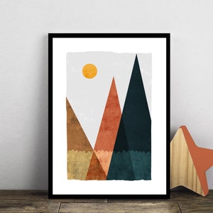 Geometric Mountain Print, Abstract Wall Art, Minimalist Mountain Print, Nursery Print, Scandi Poster, Mountain Landscape, Triangle Poster