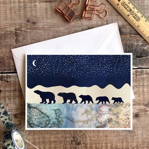 Carte Polar Bear, Carte Famille de Cinq, Carte Ours, Carte Ours d’anniversaire, Carte Famille Ours, Nouvelle carte Bébé, Carte Bébé Ours, Famille d’ours, Vierge