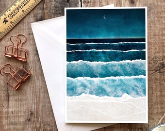 Ocean Card, Waves Greetings Card, Surf Greetings Card, Blank Ocean Card, Ocean Greetings Card, Travel Card, Beach Birthday, Adventure Card