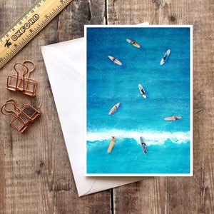 Ocean Card, Surf Card, Surfer Greetings Card, Card, Ocean Greetings Card, Travel Card, Group Surfers, Adventure Card, Surfer Birthday Card