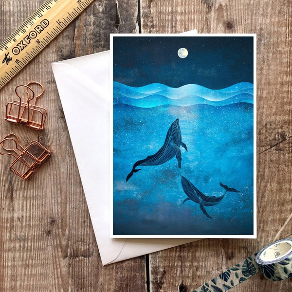 Ocean Card, Whales Greetings Card, Ocean Greetings Card, Blank Ocean Card, Ocean Greetings Card, Travel Card, Beach Birthday, Adventure Card