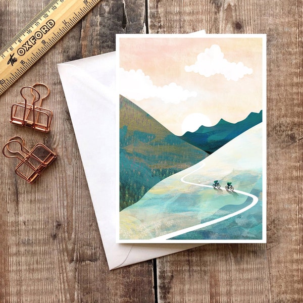 Mountain Bike Card, Cycling Card, Cycle Art Card, Gravel Bike Card, Couple Cycling Art, Anniversary Cycling Card, Road Bike Card, Bike Card