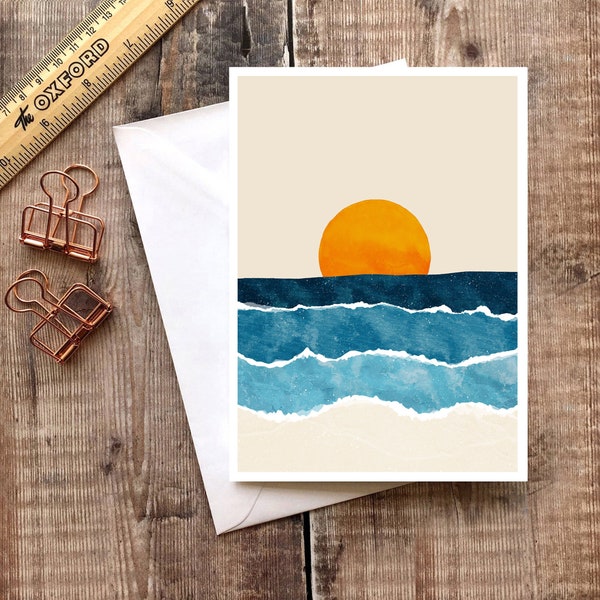 Beach Card, Waves Greetings Card, Surf Greetings Card, Blank Ocean Card, Ocean Greetings Card, Travel Card, Beach Birthday, Adventure Card