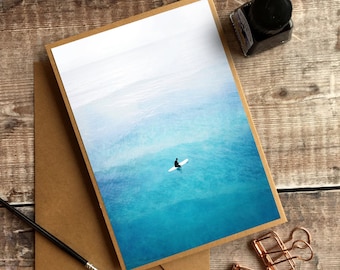 Surfer Card, Surfer Ocean Card, Surf Greetings Card, Blank Ocean Card, Ocean Greetings Card, Travel Card, Beach Birthday, Adventure Card