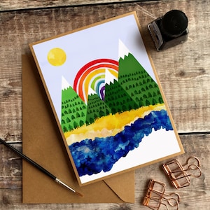 Rainbow Card, Thank You Card, New Baby Card, Rainbow Birthday Card, New House Card, New Job Card, Mountain Card, Rainbow Card, Rainbow
