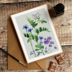 Blumenkarte, Blumenkarte, Gelbe Blumenkarte, Blumen Danke, Florale Geburtstagskarte, Blumen Blanko Karte, Illustration Karte, Aquarell