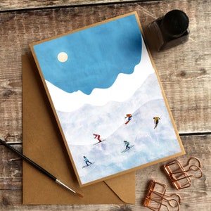 Ski Card, Ski Card, Ski Birthday Card, Ski Greetings Card, Skier Gift, Ski Group Card, Ski Thank You Card, Ski Family Card, Ski Christmas