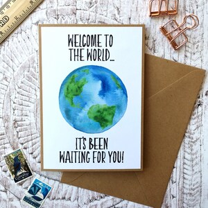 Nouveau bébé carte, Bienvenue au monde, félicitations bébé, nouveaux Parents, nouvelle arrivée, bébé garçon, bébé fille, unisexe, blanc, monde, félicitations