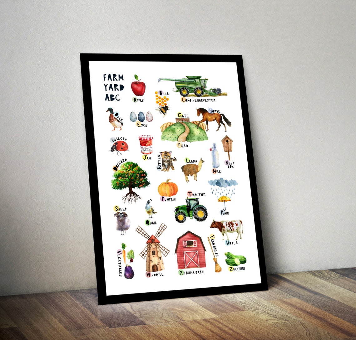 Farm Alphabet Farm Animals Print Children's Alphabet | Etsy