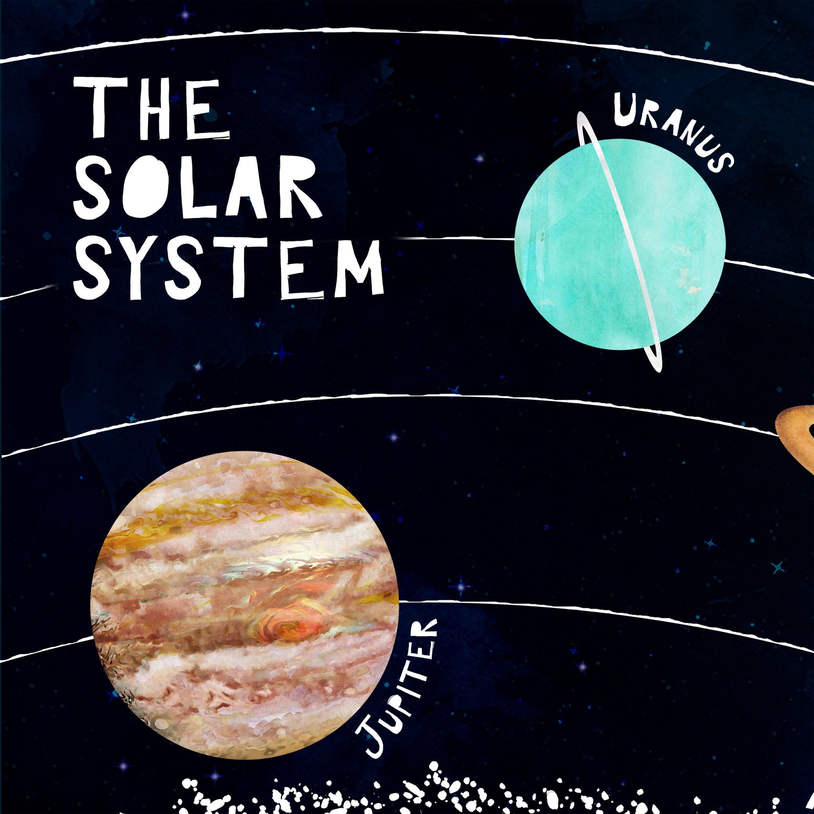 Solar System Print Planets Poster Space Wall Art Space | Etsy