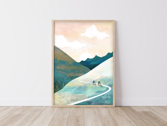 Mountain Bike Print, Cycling Print, Cycle Art, Gravel Bike Print, Tour de France, Couple Cycling Print, Anniversary Cycling, Road Bike Art