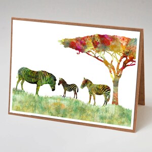 Zebra-Familie Notiz-Karte 7 x 5", Dankeschön-Karte, Geburtstagskarte, Penelope und die Enten