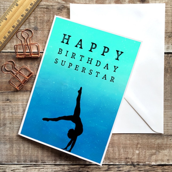 Happy Birthday Card Gymnastics Birthday Card Teal Girls | Etsy UK