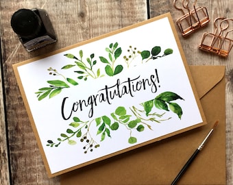 Congratulations Card, Well Done Card, Greetings Card, Graduation Card, Exam Card, New House Card, New Job Card, Leaf Card, Floral Card