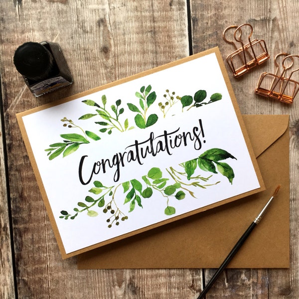 Congratulations Card, Well Done Card, Greetings Card, Graduation Card, Exam Card, New House Card, New Job Card, Leaf Card, Floral Card