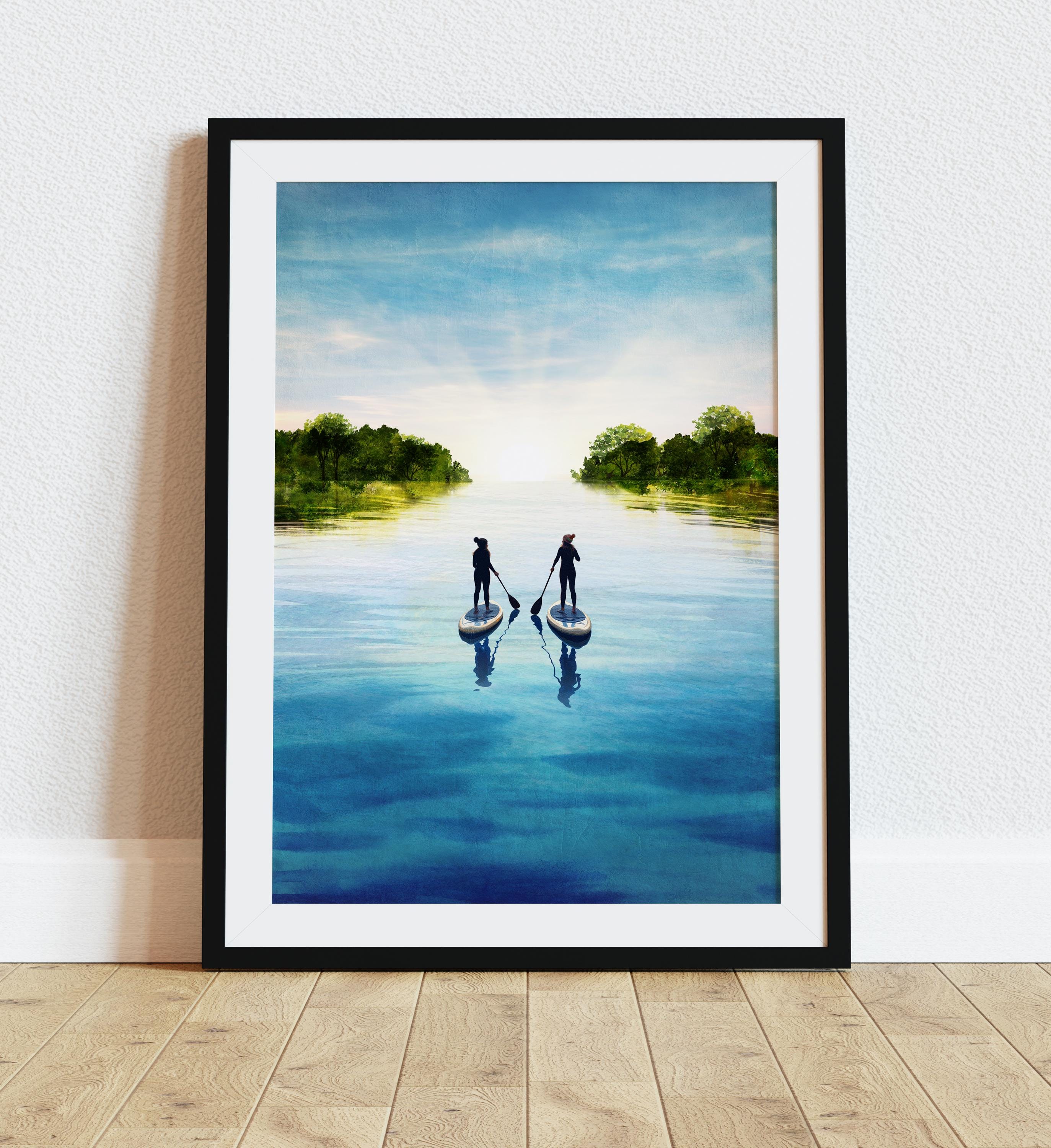 Paddleboarding Print, Couple Paddleboarding Poster, Paddleboarding Present, Paddleboarding Birthday, Wild Swimming, Open Water Swimming