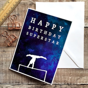 Alles Gute zum Geburtstagskarte, Gymnastik Geburtstagskarte, Sport, Mädchen Geburtstag, jungen Geburtstag, inspirierend, Gym Geburtstagskarte, blau, Kinder Gymnastik