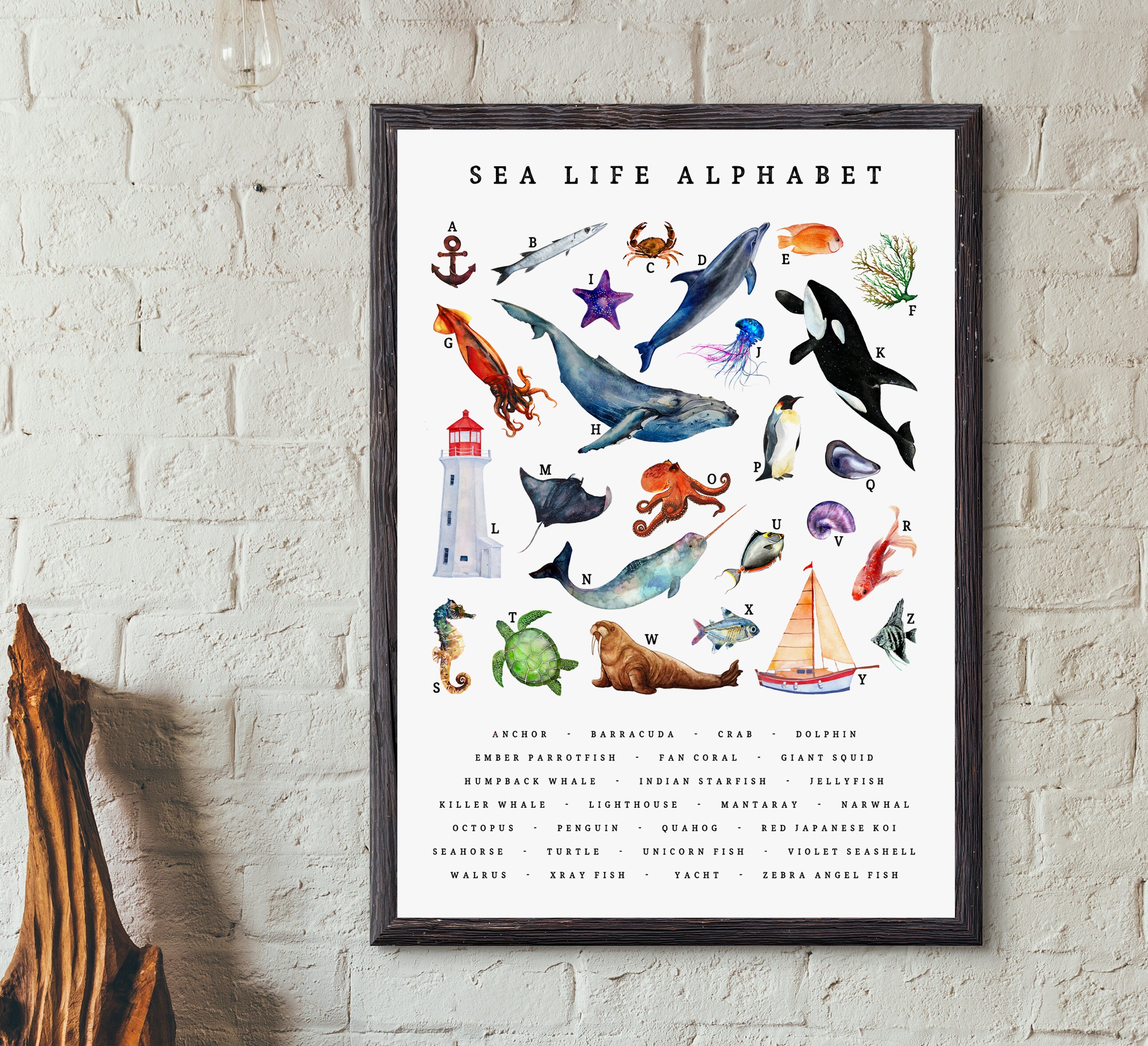 Sea Life Abc, Sea Print Alphabet, Sea Creatures, Watercolour Animals ...