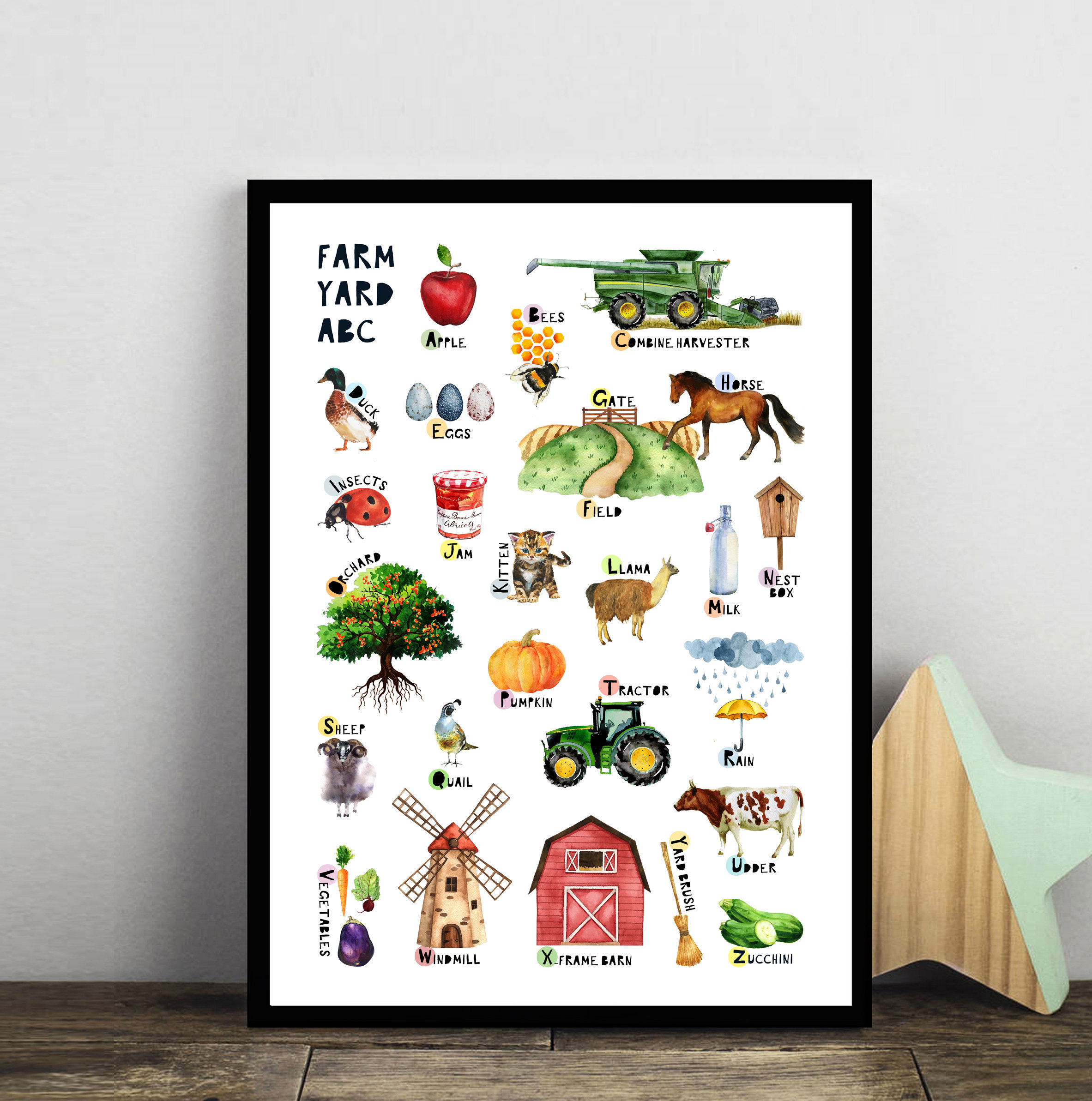 Farm Alphabet Farm Animals Print Children's Alphabet | Etsy