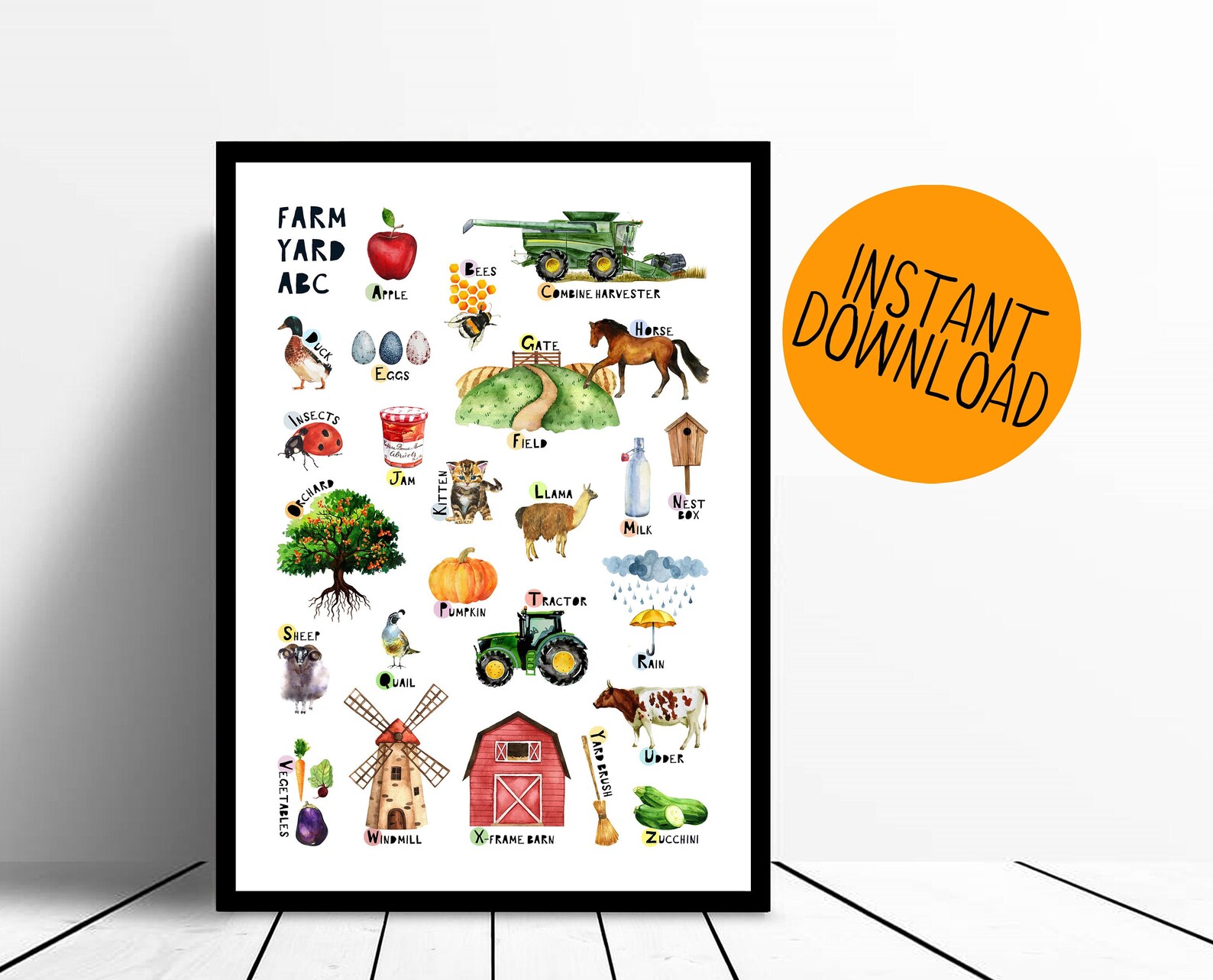 Farm Alphabet Farm Animals Print Download Printable Farm - Etsy