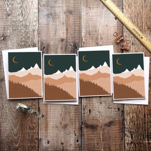 Mountain Card, Thank You Card, Mountain, Christmas Card, Mid Century Modern, Blank Greetings Card, Retro Art, Nature Card, Scandi Mountain image 2