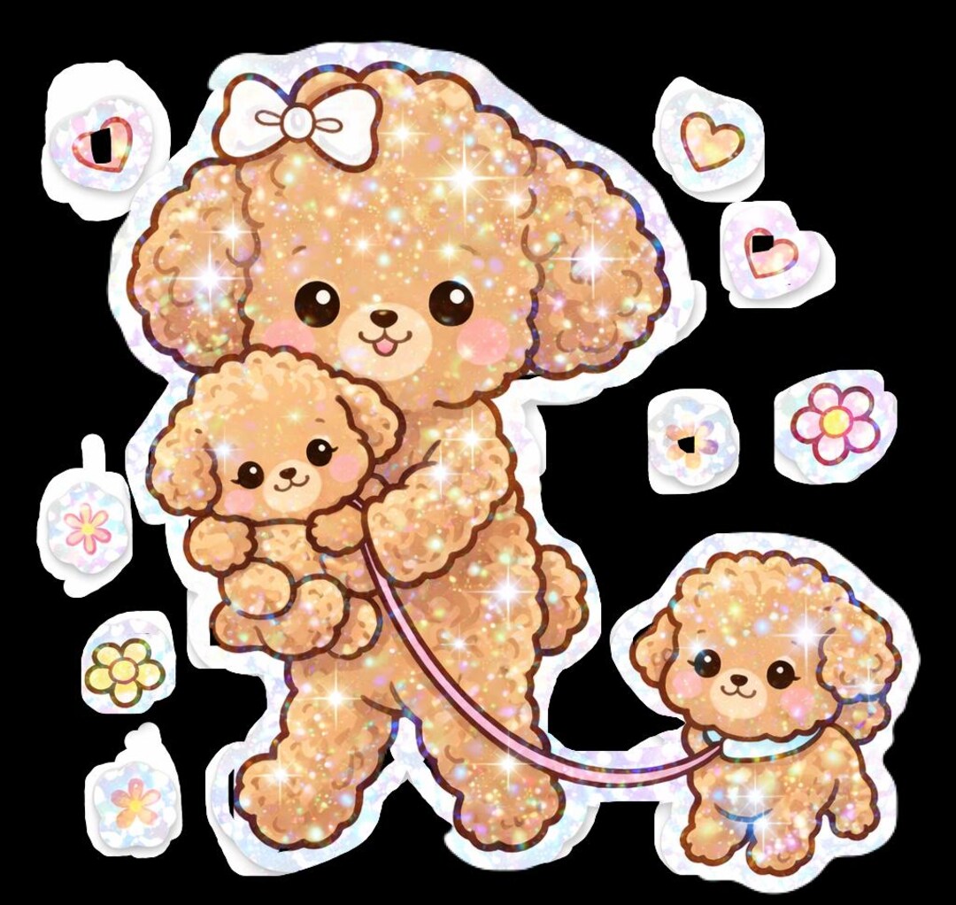 Kawaii Toy Poodle Digital Stickers Cute Dog Mom and Puppy Sticker Pack ...