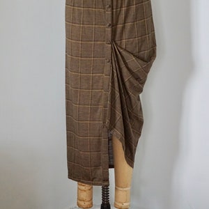 Xiao Studio Cinnamon Brown Asymmetric SkirtLinen SkirtTiered Drape Skirt