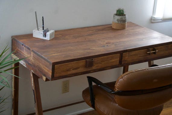 Vintage Wood Desk Etsy