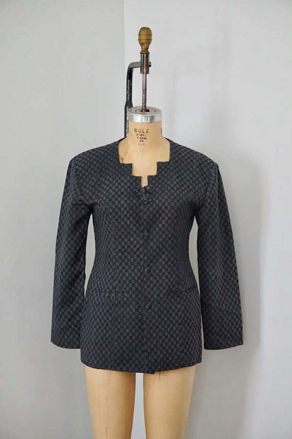 Xiao Studio Grey And Black Karo Blazer L Etsy