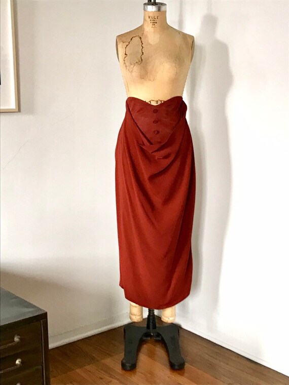 Xiao Studio Brick Red Avant Garde Drape Skirt S