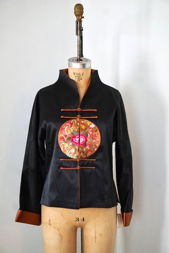 Cheongsam Jacket/Floral Silk Jacket/ Chinese Flora