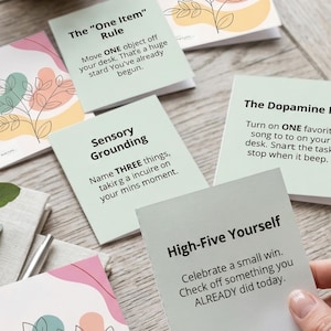 Cartes des tâches de concentration sur le TDAH, soutien à la neurodiversité, outils de la fonction exécutive (téléchargement numérique)