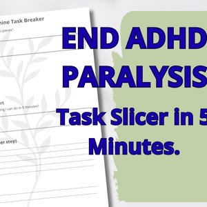 ADHD Dopamin Task Breaker, Prokrastineringsverktyg, Strategi för exekutiv dysfunktion (PDF)