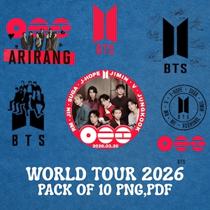 BTS world tour 2026 svg bundle, bts logo png bundle, kpop svg cut files, cricut silhouette designs, bts arirang pack, instant download