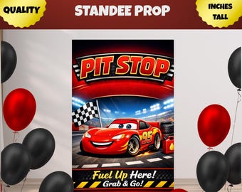 Personalized Race Car Birthday Sign | Pit Stop Fuel Up Poster | 95 Red Racing Party Decor | Digital PNG PDF | Custom Name Kids Room Art