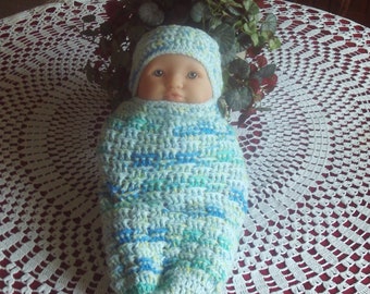 Baby,Infant,Cocoon,Sleep Sack,Shower,Gift,Crocheted,Small Newborn,Large Preemie,Hat,Babies
