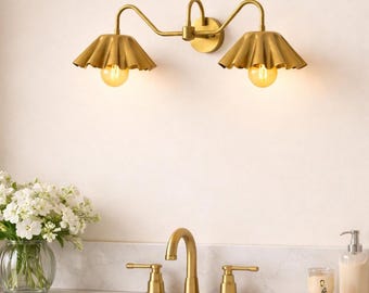 Solid Brass Double Wall Sconce – Mid-Century Modern Twin Arm Light Fixture
