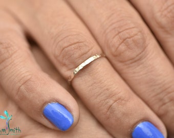 14K Textured White Gold Knuckle Ring, Toe Ring