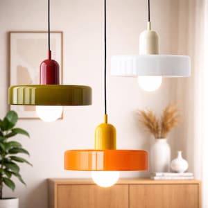 Nordic Bauhaus Glass Pendant Light – Retro Designer Lighting for Living Room, Bedroom, Dining Room, Bar & Café