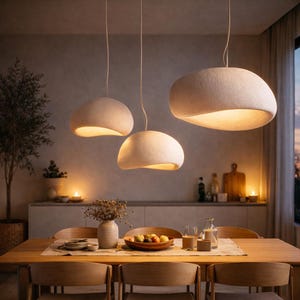 Lámpara colgante LED moderna Wabi Sabi – Lámpara de techo de diseño nórdico para sala de estar, dormitorio y comedor.