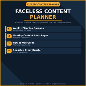 Planificador de contenido anónimo / Estrategia de redes sociales de 12 semanas (Descarga en PDF)