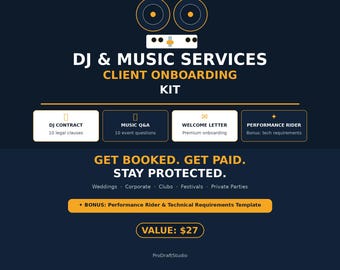 DJ Vertrag Vorlage | Musikdienste Kit | Dokumente zum Kunden-Onbording